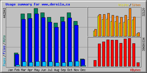 Usage summary for www.dereila.ca